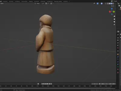 Old Man Wooden statue for game asset or 3d printing 3D model