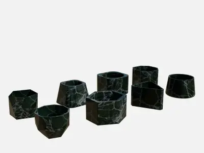 Cement Marble Green pot  Low-poly 3D model