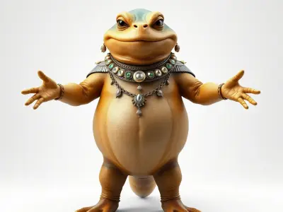 Regal Toad Character Model Rigged and Animated Low-poly 3D model