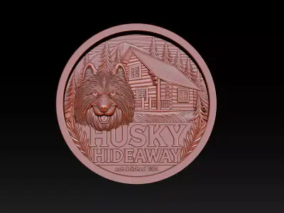 Husky Hideaway  2-5D Bas Relief  STL - OBJ - ZTL 3D print model