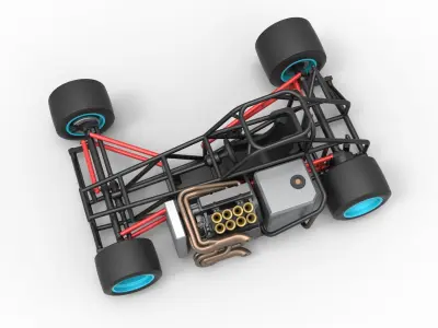 Supermodified front engine race car Base V2 Scale 1 to 25 3D print model