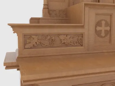 Gothic Wooden Altar 3D model