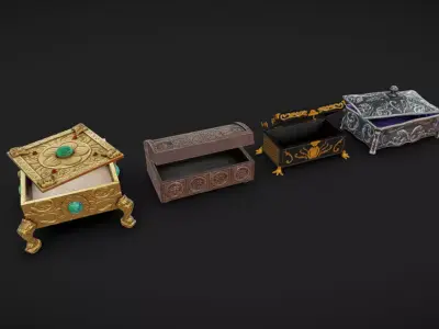 Jewelry Boxes 02 Low-poly 3D model