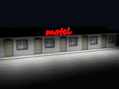 Small town low poly motel Low-poly 3D model