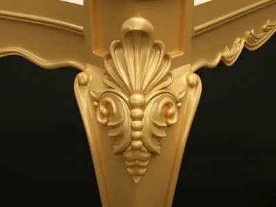 Classic Baroque Style Wooden Chair Base for CNC 3D model