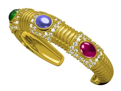 Colorful Cabochon Bracelets 3D print model