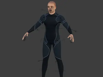Rigged Surfer -Swimmer with IK and FK Rigging Low-poly 3D model