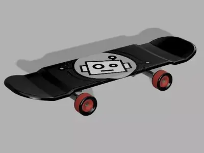 Skateboard with robot Free 3D print model