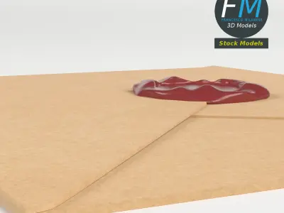 Closed envelope with sealing wax 3D model