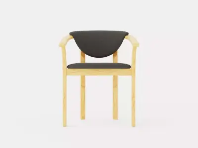 Aden dining chair oiled oak Low-poly 3D model