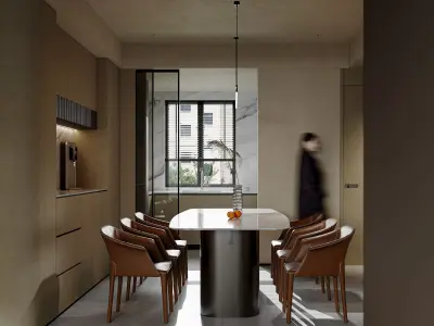 Modern living room dining room interior scenes  3D model