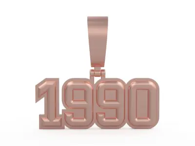 Model 1170 Number 1990 Necklace Curved With Border 3D print model