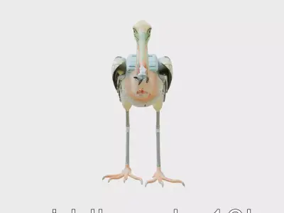Bionic Heron with Composite Neck and Manipulator Beak Low-poly 3D model