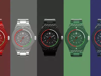 Stylized Carbon Fiber Wristwatches 3D model