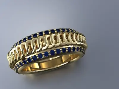 Diamond Cuban Ring Size 8 Gold Silver Platinum Luxury Jewelry 3D print model