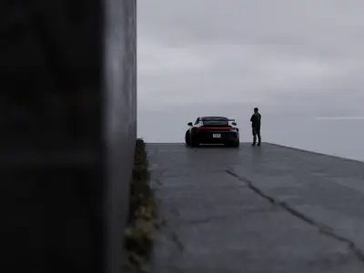 Car Seaside Scene 3D Blender File Textured FBX File 3D model