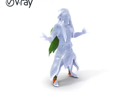 Mystic Forest Guardian  Green Attire Warrior D Model Low-poly 3D model