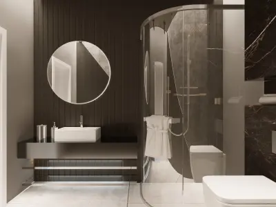 bathroom modern with marble walls Free 3D print model