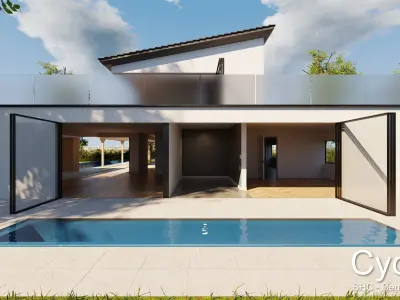 Modern villa 2021 Blender Eevee and Cycles 1 without furniture Low-poly 3D model