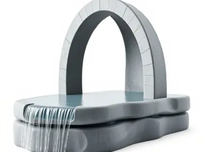 Stone Fountain with Waterfall Archway Model Pack Low-poly 3D model