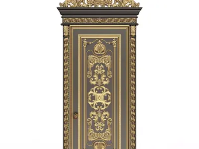 Carved Door Classic 01502 Black Low-poly 3D model