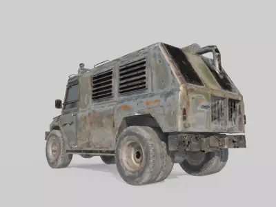 Apocalyptic-style modified armored jeep 3D model