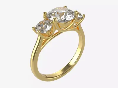Gold Diamond Ring Jewelry 06 3D model