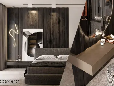 Master Bedroom Dark Color Scene 3D Models 3D model