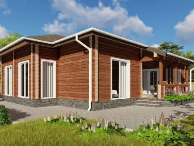 3D model of a wooden house 3D model get