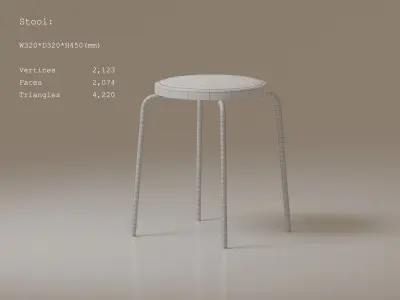 Low-poly Round Stool Free low-poly 3D model