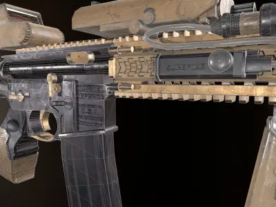 Daniel Defense MK18 GUN   Low poly Game Ready 3D Model Low-poly 3D model