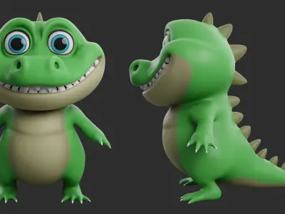 Crocodile  Cartoon Low-poly 3D model