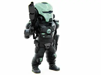 CYBER SOLDIER XC-600 Rigged for Unreal Engine - Unity - MIXAMO 3D model