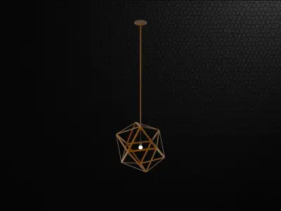 lantern A geometric pendant light in gold 3D model