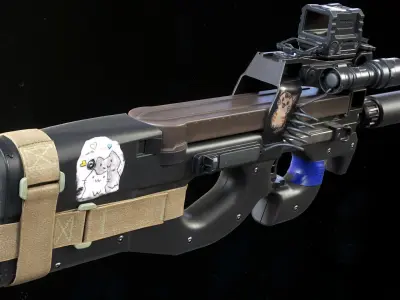 P90 with Attachments Low-poly 3D model