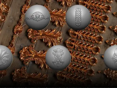 10 Seamless Trim Ornament Brushes  3D model