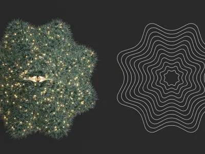 Modern Artficial Wire Decorated Christmas tree 3D model