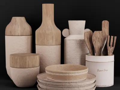 kitchenaccessori05 set of ceramics 3D model