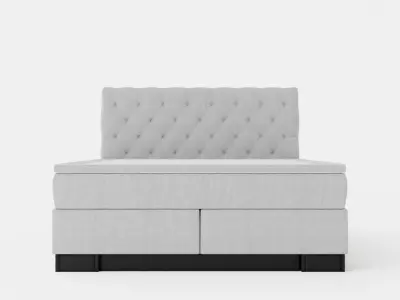 Hilton Luxury Continental Bed 160x200 Light Gray Low-poly 3D model