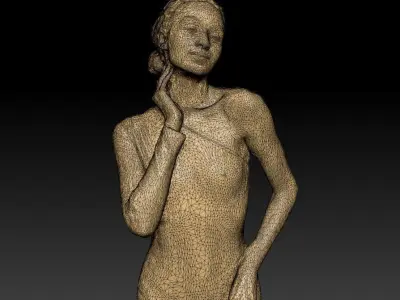 Sexy woman in black swimsuit posing 225 Low-poly 3D model