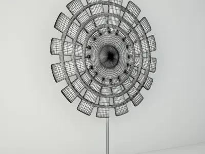 Wood Loom Wheel on Recycled Iron Stand 3D model