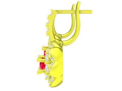 5868 luxury korean style flower diamond women earrings 3D print model