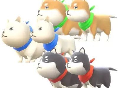 Lowpoly Animal Cartoon - Dog Low-poly 3D model