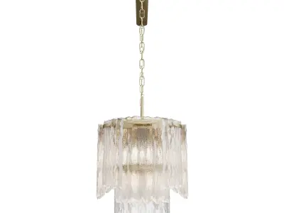 Rectangular pendant chandelier made of ribbed glass 164FA-33125 3D model