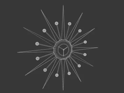 Retro Splky Wood and Metal Wall Clock Low-poly 3D model