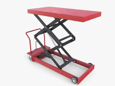 Scissor Lift Table Red Low-poly 3D model