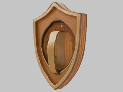 Cute Wooden Shield Fantasy Beaver  Low-poly 3D model