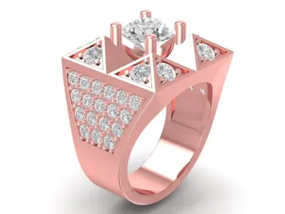 Geometric Square Statement Ring for Men  612 3D print model