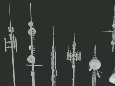 Sci-Fi Antenna Set Low-poly 3D model