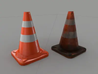 Traffic Road Cone - 3D VR  AR  game ready  Free low-poly 3D model